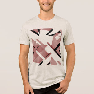 Burgundy Pink Black Shapes Abstract MCM-inspired Tri-Blend Shirt