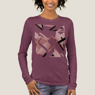 Burgundy Pink Black Shapes Abstract MCM-inspired Tri-Blend Shirt