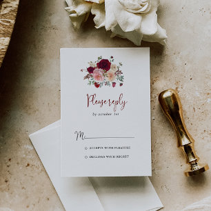 Burgundy Pink Blush Floral RSVP