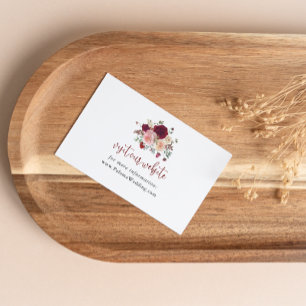 Burgundy Pink Blush Floral Wedding Website Enclosure Card