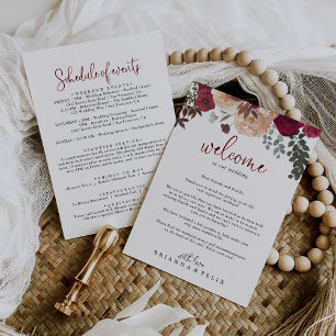 Burgundy Pink Blush Floral Wedding Welcome Letter