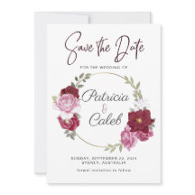 Burgundy Pink Blush Red Roses Frame Save the Date