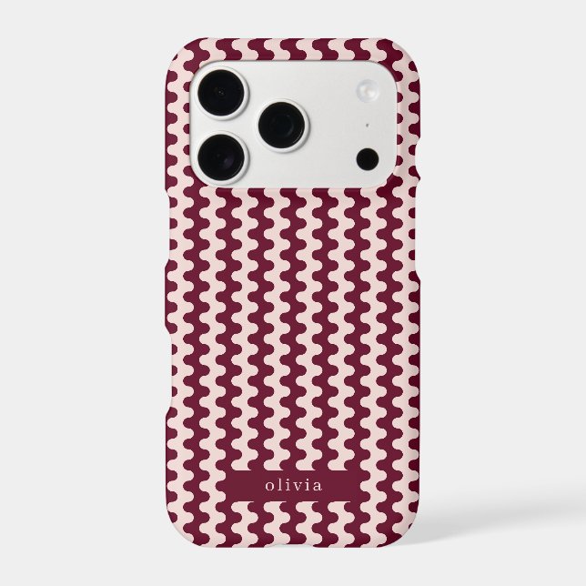 Burgundy Pink Bold Wavy Pattern With Name (Back)