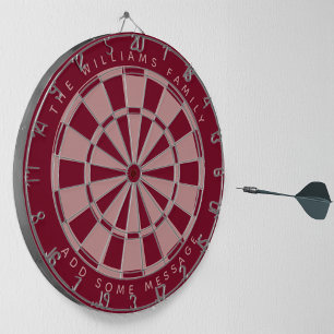 Burgundy Pink Custom Family Name & Message Classic Dartboard