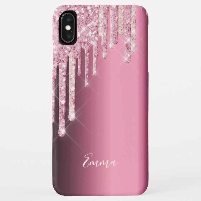 Burgundy pink drips name Case-Mate iPhone case (Back)