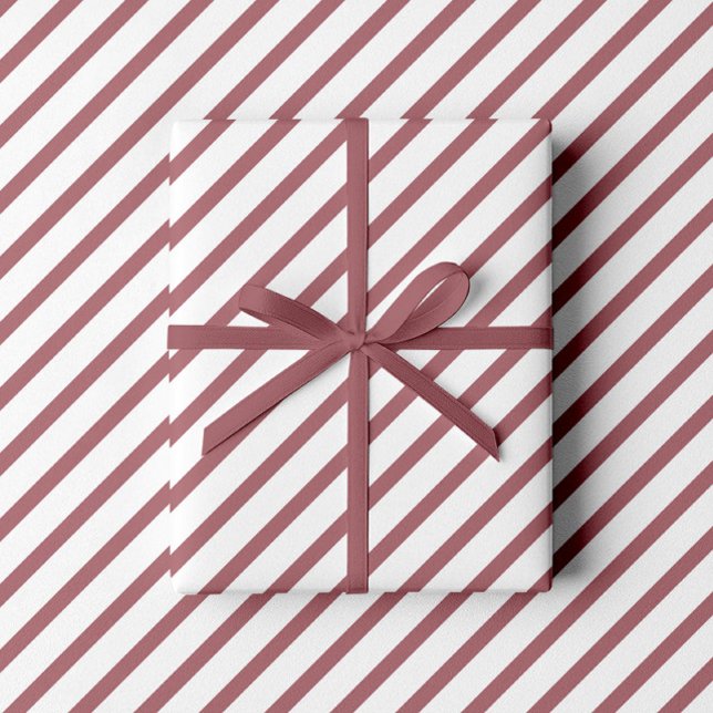 Burgundy Pink Dusty Rose White Stripes Pattern Wrapping Paper (Burgundy Pink Dusty Rose White Stripes Pattern Wrapping Paper)