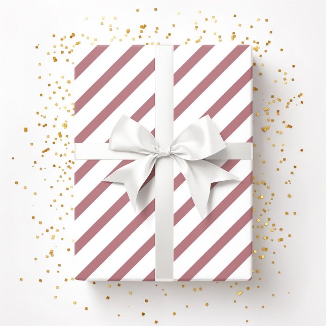 Burgundy Pink Dusty Rose White Stripes Pattern Wrapping Paper (Burgundy Pink Dusty Rose White Stripes Pattern Wrapping Paper)