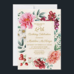 Burgundy Pink Floral 18th Birthday Invitation<br><div class="desc">Pretty pink peonies with burgundy and white floral and greenery botanical 18th birthday party invitation. Contact me for assistance with your customisations or to request additional matching or coordinating Zazzle products for your party.</div>