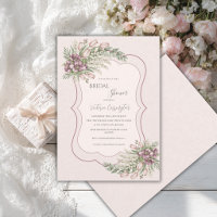 Burgundy Pink Floral Elegant Bridal Shower