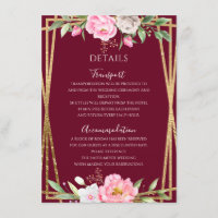 Burgundy Pink Floral Geometric Wedding Details