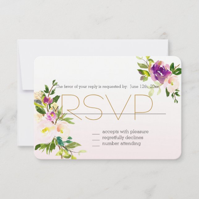 Burgundy Pink Floral RSVP Card (Front)