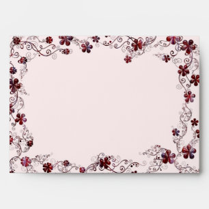 Burgundy & Pink Floral Wedding Envelope