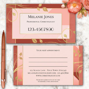 Burgundy Pink Leaves Appointment Business Card