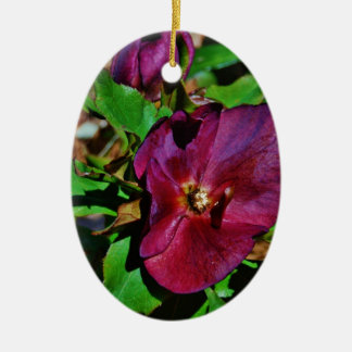 Burgundy Pink Lenten Rose Ceramic Tree Decoration