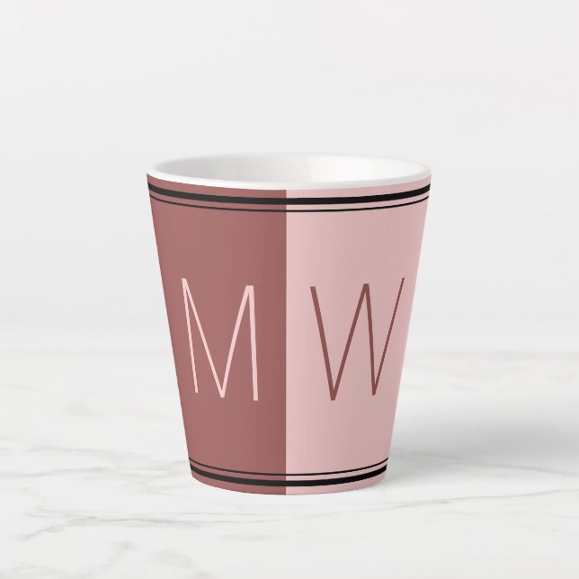 Burgundy Pink | Modern | Motivational | MONOGRAM Latte Mug (Front)
