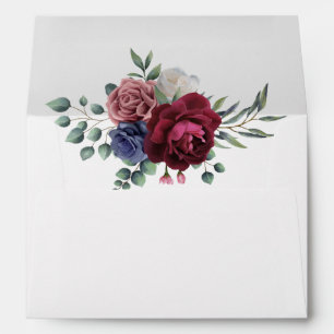 Burgundy Pink Navy Blooms Envelope