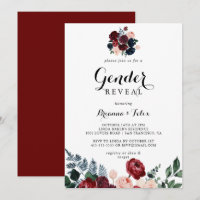 Burgundy Pink Navy Floral Gender Reveal Party