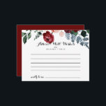 Burgundy Pink Navy Floral Wedding Advice Card<br><div class="desc">This burgundy pink navy floral wedding advice card is perfect for a rustic wedding. The design features watercolor pink, blush, navy, blue and burgundy peonies, roses with green foliage neatly assembled into elegant bouquets. These cards are perfect for a wedding, bridal shower, baby shower, graduation party & more. Personalise the...</div>