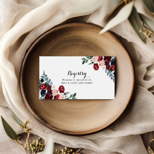 Burgundy Pink Navy Floral Wedding Gift Registry  Enclosure Card