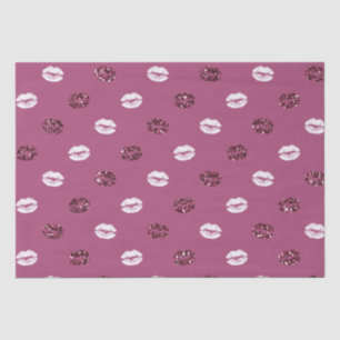 Burgundy Pink Red Glitter White Kisses Lips Tissue Paper