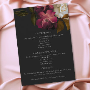 Burgundy & Pink Romantic Rose Black Moody Wedding Enclosure Card