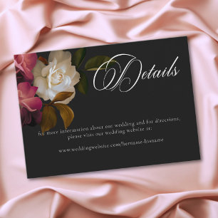 Burgundy & Pink Romantic Rose Black Moody Wedding Enclosure Card