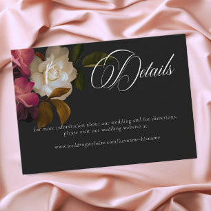 Burgundy & Pink Romantic Rose Black Moody Wedding Enclosure Card