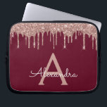 Burgundy Pink Rose Gold Glitter Sparkle Monogram Laptop Sleeve<br><div class="desc">Burgundy and Pink - Rose Gold Faux Dripping Modern and Elegant Girly Glitter and Sparkle Elegant Monogram Case. This case can be customised to include your initial and first name.</div>