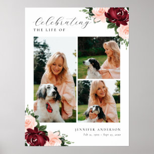 Burgundy Pink Roses Photo Welcome Sign