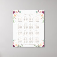 Burgundy Pink Saffron Floral Wedding Seating Chart