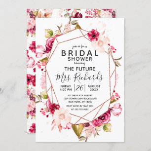 Burgundy & Pink Terrarium Bridal Shower Invitation