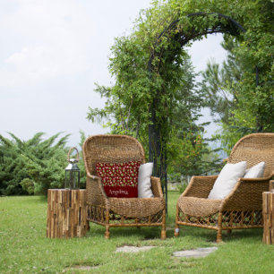 Burgundy pink watercolor floral pattern  cushion