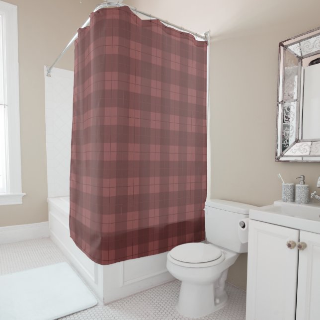 Burgundy Plaid Shower Curtain (In Situ)
