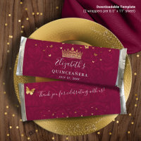 Burgundy Plum Gold DIY Candy Bar Wrapper Template