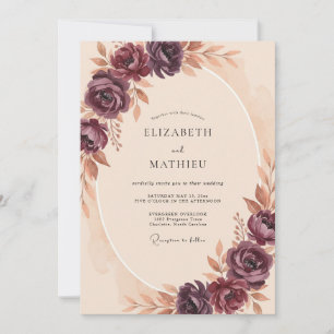 Burgundy Plum Painted Wedding Invitation