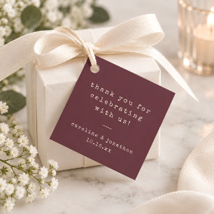 Burgundy Plum Typewriter Winter Wedding Thank You Favour Tags