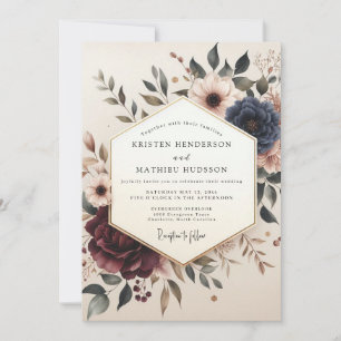 Burgundy Poetic Bloom Wedding Invitation