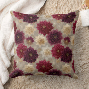 Burgundy Poinsettia Christmas Pattern (7) Cushion