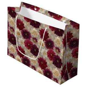 Burgundy Poinsettia Christmas Pattern (7) Large Gift Bag