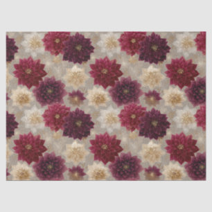 Burgundy Poinsettia Christmas Pattern (7) Tissue Paper
