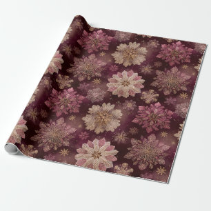 Burgundy Poinsettia Christmas Pattern (8) Wrapping Paper