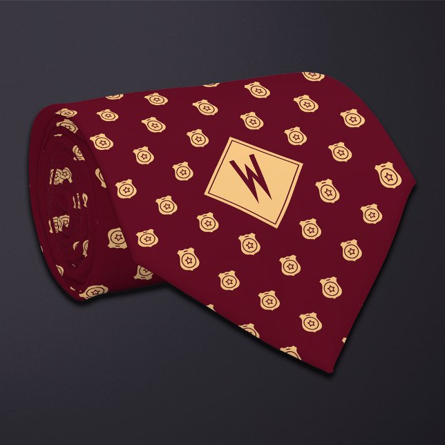 Burgundy Police Badge Pattern Tie (Creator Uploaded)