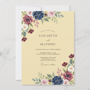 Burgundy Polished Vintage Wedding Invitation