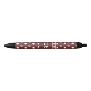Burgundy Polka Dot Black Ink Pen