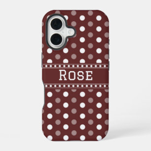 Burgundy Polka Dot iPhone 16 Case