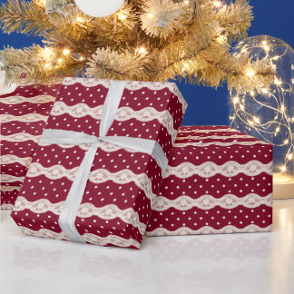 Burgundy Polka Dot Lace Wrapping Paper