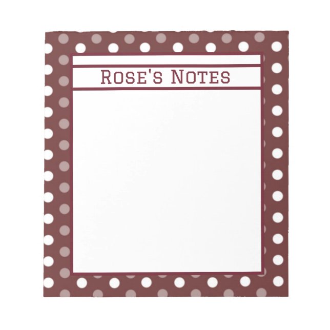 Burgundy Polka Dot Notepad (Front)