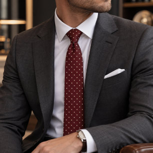 Burgundy Polka Dot Tie