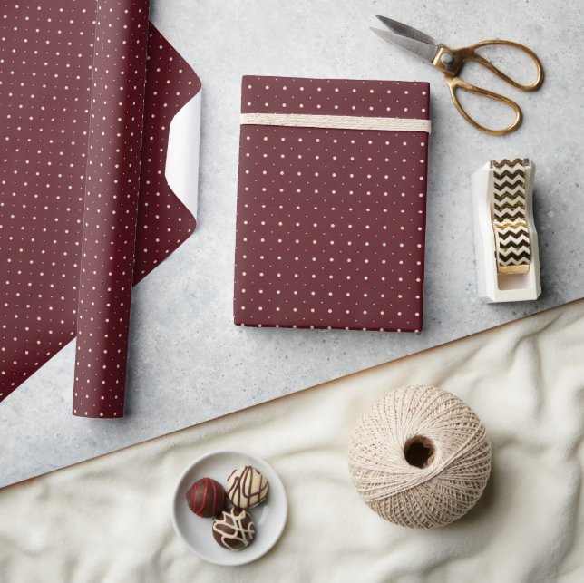 Burgundy Polka Dot Wrapping Paper (Crafts)