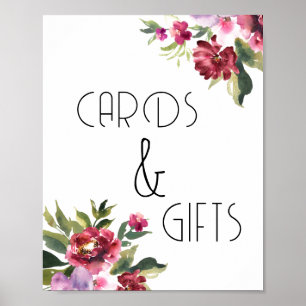 Burgundy Pretty Garden Flowers Cards and Gifts  Poster